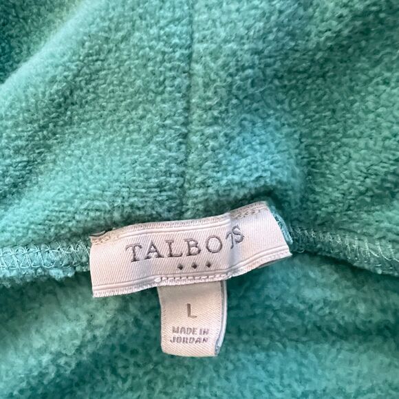 Talbots Sweatshirt Size L Teal Green Fleece Cowl Neck Pullover - Picture 3 of 6